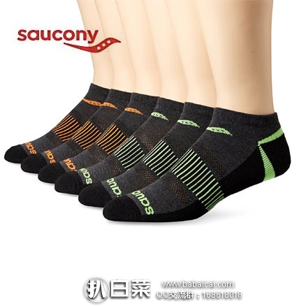 亚马逊海外购：Saucony 圣康尼 男士运动袜 6双装  售价￥75元，凑单免费直邮到手￥85，折合￥14元/双