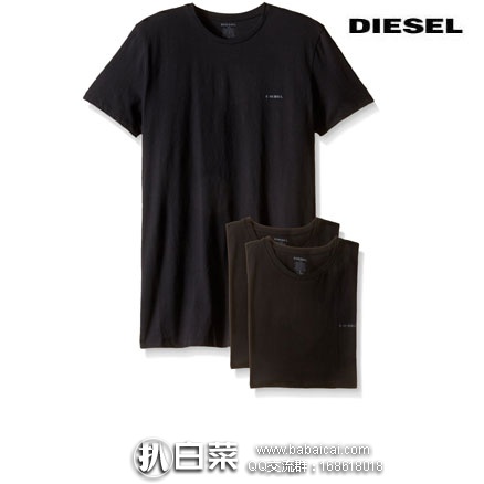 亚马逊海外购：Diesel 迪赛 男士 圆领纯棉打底T恤*3件装  降至￥153.99，凑单免费直邮到手￥170