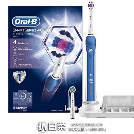 亚马逊海外购：博朗 Oral-B 智能系列4000充电电动牙刷 降至￥295.96，直邮免运费，含税到手仅￥329