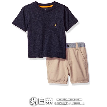 亚马逊海外购：Nautica 诺帝卡 男款童装2件套（短袖T恤衫+半截裤）  现售价￥73.83，凑单免费直邮到手￥82
