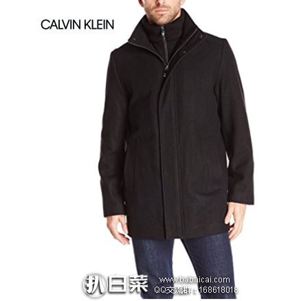 Amazon：Calvin Klein 男士经典立领羊毛大衣 M码 降至低价$35.42，到手约￥320元