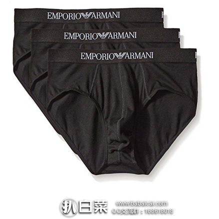 Amazon：Emporio Armani  阿玛尼 Briefs 男士经典款全棉内裤3条装 特价$19.21，到手约￥48/条