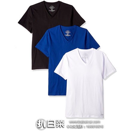 亚马逊海外购：Calvin Klein 卡尔文·克莱恩 全棉V领T恤 3件套  ￥209包邮