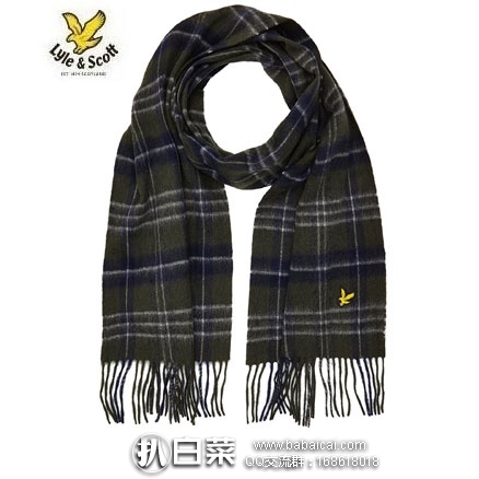 亚马逊海外购:Lyle & Scott Yoke 苏格兰金鹰 男士 100%纯羔羊毛格纹围巾 降至¥198.71,凑单免费直邮含税到手¥222