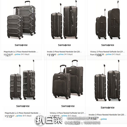Amazon：网络星期一 新秀丽拉杆箱两件套专场，低至3折！