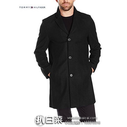 Amazon：金盒特价，Tommy Hilfiger 汤米希尔费格 男士单排扣羊毛混纺中长款大衣  原价$275，现降至$68.99