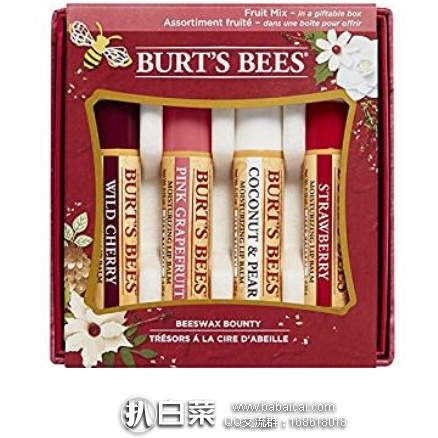 亚马逊海外购： Burt’s Bees小蜜蜂 新款水果混合节日套装 4.25g*4支装  特价￥59.57，凑单直邮免运费，含税到手仅￥19/支