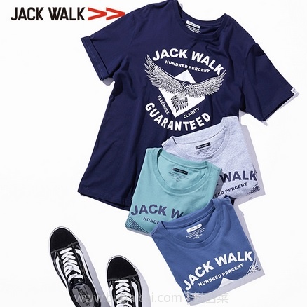 天猫商城：拉夏贝尔旗下，Jack Walk 男士纯棉短袖T恤 多款 特价￥59.9，领券减￥30实付￥29.9包邮