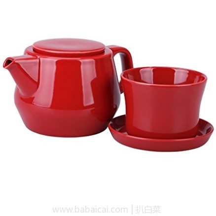 亚马逊海外购：Kinto 组合式茶杯茶壶套装 红色 500ml 特价￥196.64，凑单直邮免运费，含税到手仅￥220
