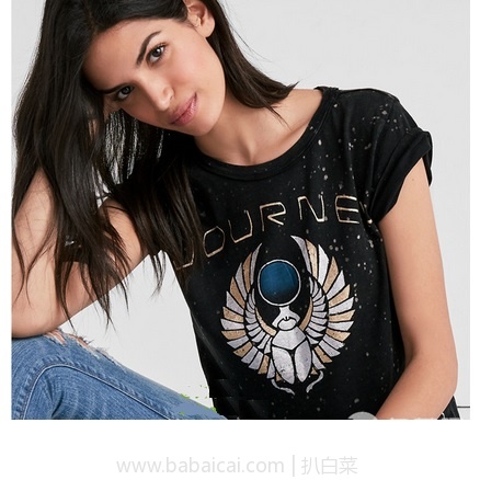 亚马逊海外购：Lucky Brand 幸运牛仔 Metallic Journey 女士纯棉短袖T恤 现￥55.31，凑单直邮免运费，含税到手￥62
