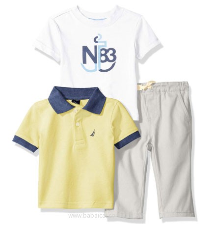 亚马逊海外购：Nautica 诺帝卡 男童3件套（POLO衫+短袖+长裤） 24个月 降至￥139，凑单免邮，含税到手约￥155