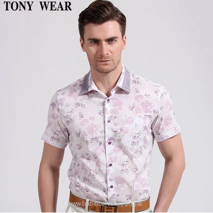 天猫商城：Tony WEAR 汤尼威尔 男士全棉印花短袖衬衫 2色可选，现价￥229，领取￥180优惠券，实付新低￥49包邮