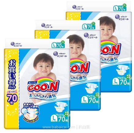 日本亚马逊：GOO.N大王 维E系列环贴式纸尿裤 3连包 L号/BIG号 折后价3620日元