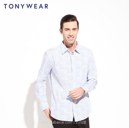 天猫商城：TONY WEAR 汤尼威尔 男士 纯棉条纹大提花长袖衬衫 2色可选，现价￥99，领取￥60优惠券，券后实付新低￥39元包邮
