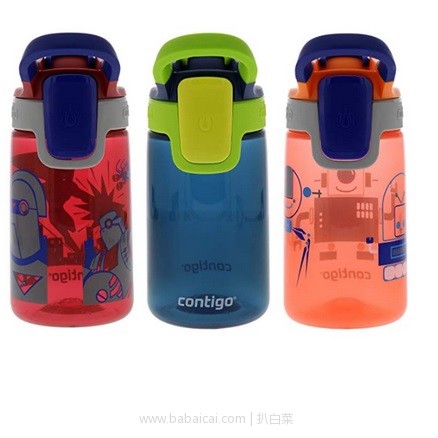亚马逊海外购：Contigo康迪克儿童防漏直饮杯 运动水杯 400ml*3个装 降至￥164.63，凑单直邮免运费，含税到手￥184，仅￥61/个！