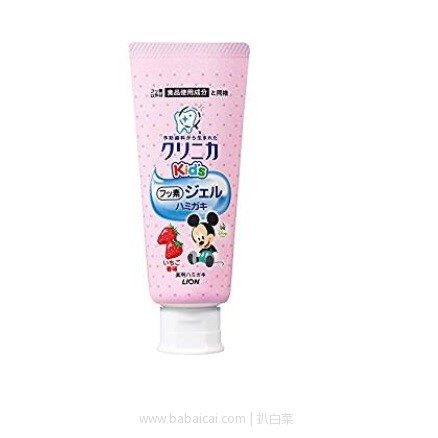 日本亚马逊：2018新款 LION狮王 米奇儿童固齿健牙啫喱牙膏 60g 草莓味 特价282日元（￥17）