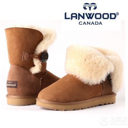 天猫商城：加拿大Lanwood 澳洲美利奴羊皮毛一体 女款内增高中筒雪地靴 多色 现￥398，领￥190券，实付￥208包邮