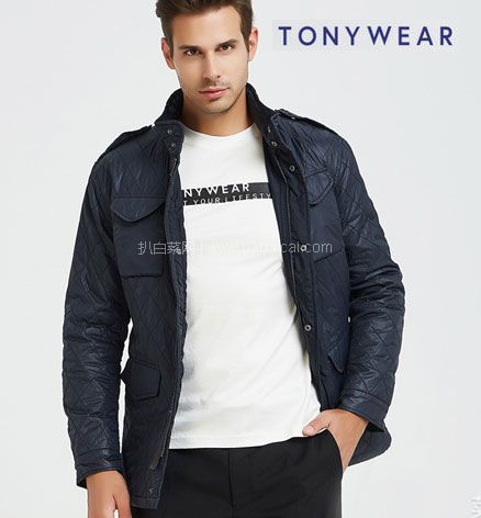 天猫商城：TONY WEAR 汤尼威尔 商务修身立领相拼外套 2色  现价￥184，领取￥120优惠券，实付新低￥64包邮