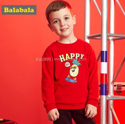 天猫商城：Balabala 巴拉巴拉 中小童纯棉韩版卫衣 3色  现价￥59，领￥25优惠券，实付￥34包邮