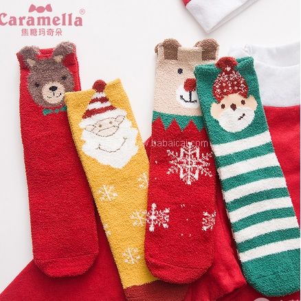 天猫商城：CARAMELLA 男女童 卡通加厚中筒毛圈袜 多款可选 拍5件 双重优惠实付￥29.9包邮