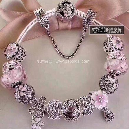 苏宁易购：自营PANDORA 潘多拉 ￥399-150/￥599-300促销！经典复古诗花绽放链扣 珐琅手链 手镯 尺寸可选 折后新低补货￥388包邮
