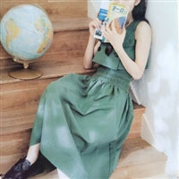 日本亚马逊：日本VIVI杂志人气少女第一品牌SNIDEL 收腰吊带蝴蝶结 连衣裙 SWFO184060 绿色 补货折后7776日元（约￥468）