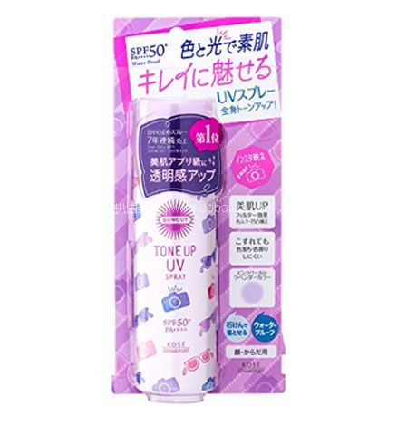 日本亚马逊：KOSE 高丝 SUNCUT透明美肌UV防晒喷雾 SPF50+PA++++ 60g  新低734日元（约￥44）