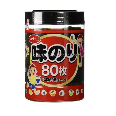 日本亚马逊：新版白子 儿童即食营养补钙锌 下饭切片海苔 80枚 橙盒特价399日元（￥24）