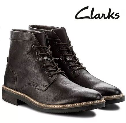 亚马逊海外购：Clarks 其乐 Blackford HI 男士 6孔系带真皮短靴 降至￥331.37，免费直邮含税到手￥363元