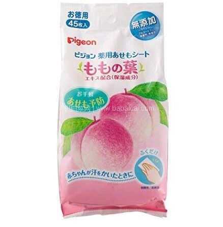 日本亚马逊：2019 新品 pigeon 贝亲 桃叶水桃子水系列止汗去痱湿巾 45枚   降至新低446日元（约￥30，下单返4积分）