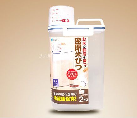 日本亚马逊：ASVEL 透明密封米桶 7509 2KG 补货502日元（约￥32）