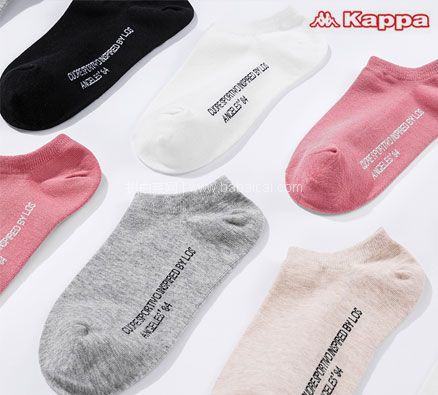 天猫商城：Kappa 卡帕 夏季新品女式纯棉短袜拼接船袜 拍5件 双重优惠后￥39元包邮