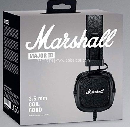 亚马逊海外购：MARSHALL马歇尔 Major III 头戴式可折叠耳机 黑色款  降至￥345.77元，免费直邮，含税到手低价￥377.24