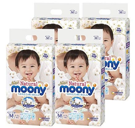 日本亚马逊：Moony 尤妮佳 皇家系列宝宝纸尿裤 M64*4包（6-11kg） 降至5198日元（约￥329，下单返52积分）