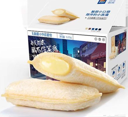 京东商城：仅今天！三只松鼠 乳酸菌小面包 520g*两大箱 现券后￥36.9