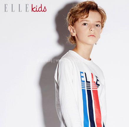 天猫商城：ELLE Kids 男童中大童 纯棉潮流长袖T恤 3色  现价￥116，领￥50优惠券，券后￥66包邮