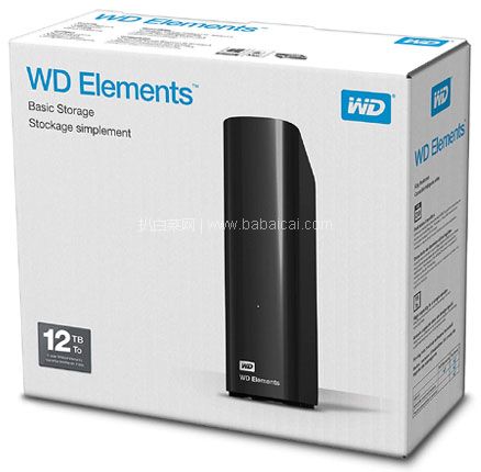 亚马逊海外购：Western Digital 西部数据 Elements 移动硬盘 12TB 降至￥1316.68，免费直邮含税到手￥1436.5