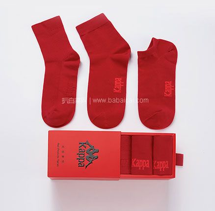 天猫商城：Kappa 卡帕 男士本命年限量红品中筒袜 3双装 KP9W43 现￥69，领￥30优惠券，券后￥39包邮