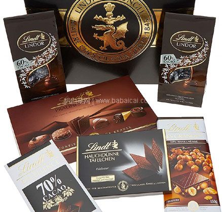 亚马逊海外购：Lindt 瑞士莲 午夜黑版 巧克力礼盒847g 降至新低￥223.31元，免费直邮含税到手￥243.63