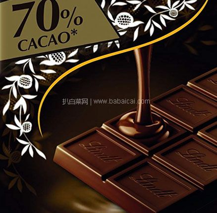 亚马逊海外购：Lindt 瑞士莲 70%可可 Lindor软心小块装特浓黑巧克力100g*10排 ，直邮含税到手￥195，折合￥19.5/排