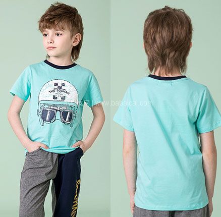 天猫商城：水孩儿 男童中大童短袖t恤（105~170码） 多色 双重优惠后新低￥30元包邮