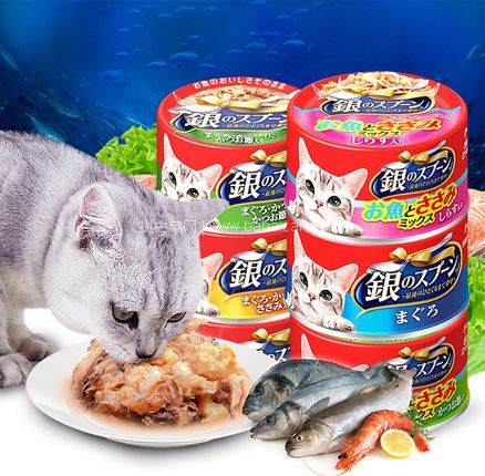 天猫商城：日本进口 佳乐滋 银勺猫罐头 70g*6罐  现￥68，叠加￥30优惠券，券后￥38元包邮