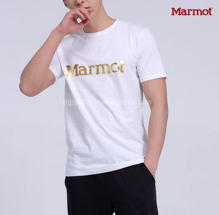 天猫商城：Marmot 土拨鼠 情侣款烫金Logo 印花棉质短袖T恤  三色   现￥119，领￥20优惠券，券后￥99元包邮