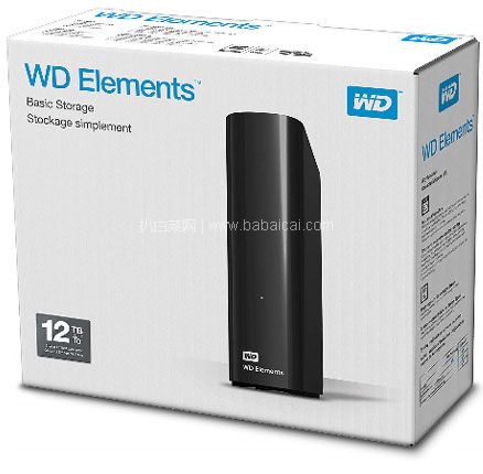 亚马逊海外购：销量第一，Western Digital 西部数据 Elements 移动硬盘 12TB，免费直邮含税到手新低￥1462.56