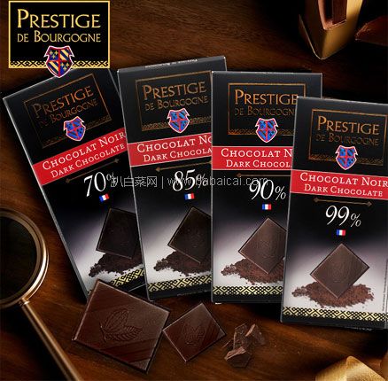 天猫商城：法国原装进口  贝帝醇 经典黑巧克力排100g*4排  双重优惠后新低￥39.8元包邮，折合￥9.9/排新低好价