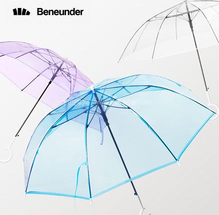 天猫商城：白菜！BENEUNDER 蕉下 透彩系列 直柄透明雨伞 3把装（冰粉色） 券后新低￥29元包邮，折合￥9.67元/把