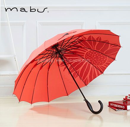 天猫商城：日本人气雨伞品牌 Mabu 16根骨轻便半自动长柄晴雨伞 多色 赠伞包 券后￥68元包邮