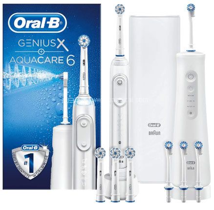 亚马逊海外购：Oral-B 欧乐B Genius X iBrush 20000 AI 智能3D声波电动牙刷+Aquacare Pro-Expert 6无线洁牙器套装 ，免费直邮，含税到手新低￥963.33