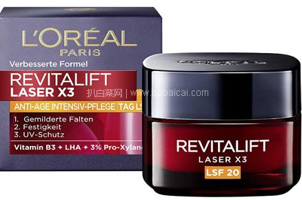 亚马逊海外购：L’Oréal Paris 欧莱雅 Revitalift Laserx3 复颜光学紧致嫩肤去皱日霜（SPF20）50ml ，直邮含税到手新低￥59.9