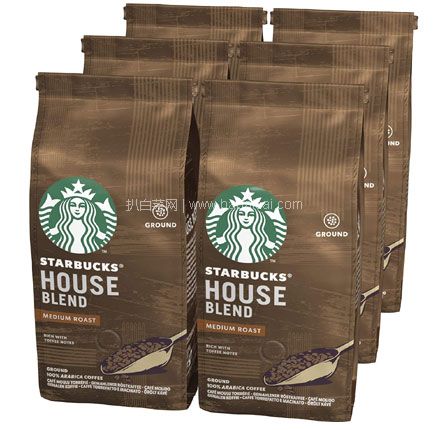亚马逊海外购：白菜！Starbucks 星巴克 House Blend 研磨咖啡粉（中度烘焙）200g*6袋  新低￥95元，直邮无税到手￥95，折合￥15.8/袋